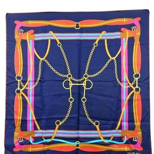 Authentic CELINE Chain belt pattern scarf silk.
